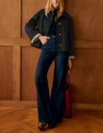 Women's black jacket with plaid cuff detail, size XXL – alternate view 3