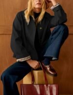 Women's black jacket with plaid cuff detail, size XXL – alternate view 5