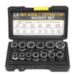 15-piece damaged bolt, nut and screw extractor tool kit – main product image