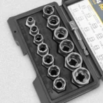 15-piece damaged bolt, nut and screw extractor tool kit – product gallery image 1