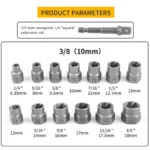 15-piece damaged bolt, nut and screw extractor tool kit – product gallery image 3