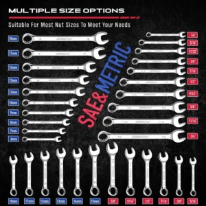 SEDY 32-piece SAE and metric combination wrench set – product gallery image 1