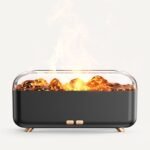 Black 300ml flame-effect aroma diffuser and humidifier – main product image