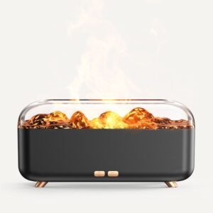 Black 300ml flame-effect aroma diffuser and humidifier – main product image